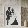 Wedding Day Vector Art Vector illustration of a happy couple exchanging vows on their wedding day.