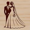 Beautiful Wedding Arch SVG A happy bride and groom standing together in front of a decorative arch.