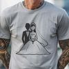 Romantic Wedding Scene Vector Illustration Illustrated wedding scene featuring a bride and groom in a romantic setting.