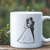Wedding Vector Art Free Download A traditional wedding illustration featuring a bride and groom in a romantic setting.
