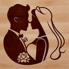 Beautiful Matrimonial Illustration A digital illustration of a happy couple exchanging vows at their wedding.