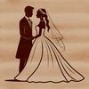 Beautiful Wedding Scene Vector Art A stylized vector illustration of a wedding scene featuring a bride and groom.