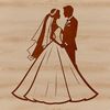 Formal Bride and Groom SVG Design A vector illustration of a traditional wedding scene with a bride and groom in formal attire.