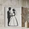 Free Vector Wedding Clip Art An illustration of a wedding scene featuring a couple exchanging vows with floral decorations.