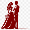Happy Bride and Groom SVG Vector A wedding-themed vector illustration featuring a happy bride and groom.