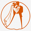 Wedding Party Illustration A detailed illustration of a wedding party, including the bride and groom, with a subtle background.