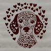 Happy Weimaraner Illustration A vector illustration of a happy Weimaraner dog with heart symbols surrounding its face.