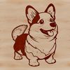Illustrative depiction of a standing Welsh Corgi dog breed.