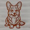 Ornate Welsh Corgi Design A detailed illustration of a sitting Welsh Corgi, suitable for digital design projects.