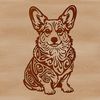 Whimsical Welsh Corgi Clip Art A seated Welsh Corgi with ornate details, suitable for digital art projects.