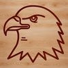 A simple line drawing of a majestic eagle's head, suitable for vector design and cutting machine projects.