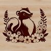 Floral Skunk Design An illustration of a wild skunk surrounded by flowers.