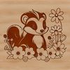 Wild Skunk Floral Design A cartoon-style illustration of a skunk surrounded by flowers and foliage.