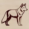 Simple Wolf Design Element A standing wolf in a natural habitat, depicted as a simple vector illustration suitable for various designs.