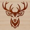 A simple vector graphic design of a wild animal deer silhouette against a plain background.