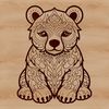 Stylized Bear in Elegant Surroundings A stylized illustration of a bear sitting in an ornate setting.