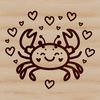 Love Heart Crab SVG Design A colorful illustration of a wild animal, featuring a crab with love hearts on its shell.