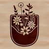 Wild Flower Pouch Illustration Vector Vector design illustration of a flower-shaped pocket, suitable for digital craft projects.