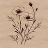 A colorful illustration of a wild flower in bloom, set against a white background.