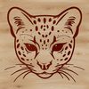 Wild Cat Head Study SVG Design A close-up illustration of a wild ocelot's face with distinctive markings and whiskers, suitable for digital design.