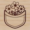 Whimsical Wildflower Pocket Illustration A stylized illustration of a flower pocket for crafting and design projects.