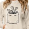 A vector floral design featuring a single flower in a decorative pocket.