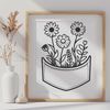 Wildflower SVG Pattern A floral design featuring a stylized wild flower in a pocket shape, suitable for vector art and cutting machine projects.
