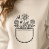 Interconnected Wild Flowers in a Pocket Shape A stylized floral pattern featuring interconnected wild flowers in a pocket shape.
