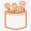 Interconnected Floral Pocket Art A delicate floral pocket design featuring intertwined wild flowers and leaves.