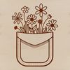 A stylized illustration of a wild flower pocket design, suitable for digital crafting and cutting machines.