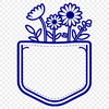 Beautiful Hand-Drawn Flower Purse An illustration of a decorative flower pocket with intricate details and petals.