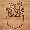 Intricate Floral Pocket Illustration A digital illustration of a flower pocket with intricate details, suitable for cutting machine designs.
