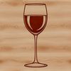A vector illustration of a wine glass filled with red wine on a white background.