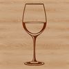 A transparent glass filled with red wine.