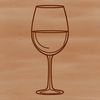 A hand-drawn vector illustration of a glass filled with red wine.