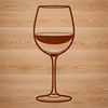 A minimalist illustration of a glass of red wine on a table setting.