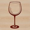 A detailed illustration of a glass filled with wine.