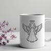 Minimalist Angel Clip Art Vector A minimalist illustration of a winged angel in a neutral color palette.