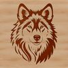 An isolated SVG representation of a wolf's head, ideal for use in digital art, craft projects, and other creative endeavors.