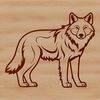 Standing Wolf Icon Design A detailed vector illustration of a standing wolf, suitable for use in graphic design and digital art.