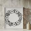 Creative Wreath Design for Digital Use A floral wreath design created in vector art format, ideal for various digital applications.