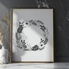 Beautiful Handmade Floral Garland A hand-drawn floral wreath design made from a combination of leaves and flowers.