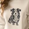 Stunning Sitting Australian Shepherd Digital Drawing