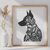 Floral Doberman Pinscher Clip Art