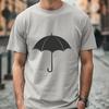Colorful Umbrella Illustration on a Cloudy Sky Background A simple illustration of a colorful umbrella on a cloudy sky background.