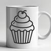 Artistic Cupcake Simple Line Drawing In PNG For Free Download