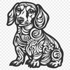 Stunning Sitting Dachshund Vector Drawing - PNG