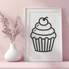 Artistic Cupcake Simple Line Drawing In PNG For Free Download