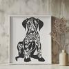 Ornate Sitting Dog Digital Drawing