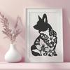 Floral Welsh Corgi Stencil